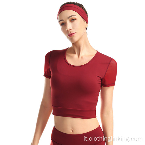 Camicia sportiva da corsa sportiva da donna a maniche corte